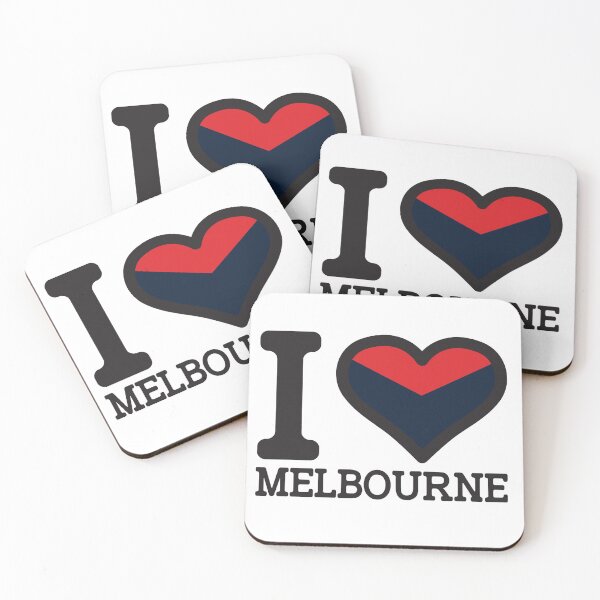 Aperçu de l'œuvre «J'adore Melbourne» Vêtements inspirés de l'AFL et de l'AFLW, produits dérivés, t-shirts, leggings, jupe, masque, tablier, sac écologique créée et vendue par Ink Inc.