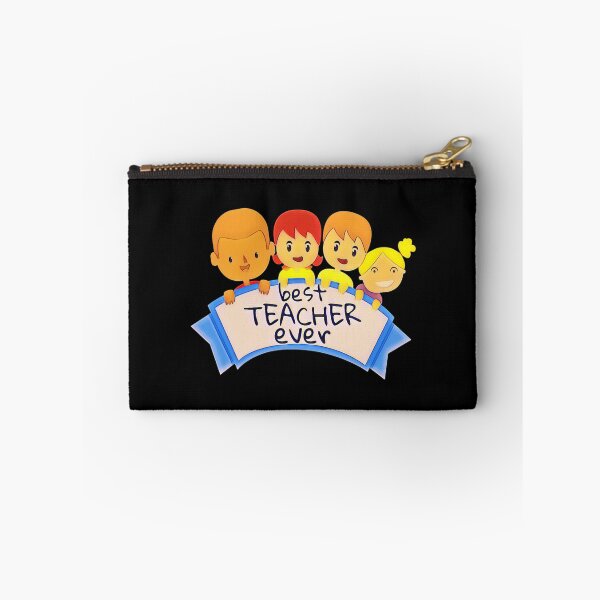 Item preview, best teacher ever. cute pupils holding a banner designed and sold by doctors-apparel.
