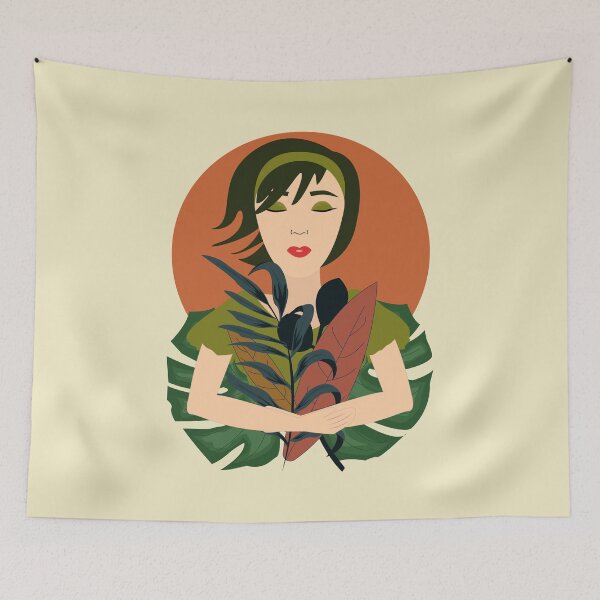 Item preview, Mother earth cute beauty with green hair holding the planet between her arms  designed and sold by SGS-.