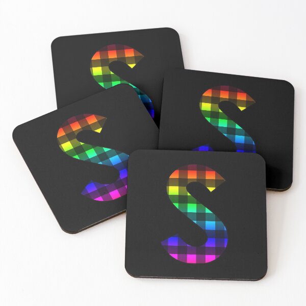 Item preview, The Letter S - Monogram in Rainbow and Black Buffalo Plaid designed and sold by Bumblefuzzies.