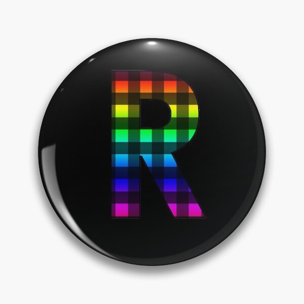 Item preview, The Letter R - Monogram in Rainbow and Black Buffalo Plaid designed and sold by Bumblefuzzies.