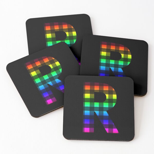 Item preview, The Letter R - Monogram in Rainbow and Black Buffalo Plaid designed and sold by Bumblefuzzies.