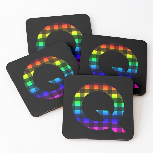 Item preview, The Letter Q - Monogram in Rainbow and Black Buffalo Plaid designed and sold by Bumblefuzzies.