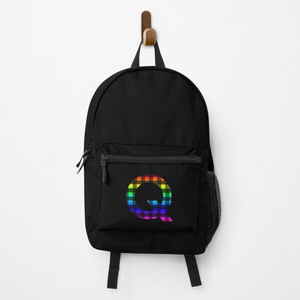 Item preview, The Letter Q - Monogram in Rainbow and Black Buffalo Plaid designed and sold by Bumblefuzzies.