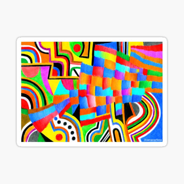 Campi di gioia nel mio cuore (colorful abstract art) Sticker