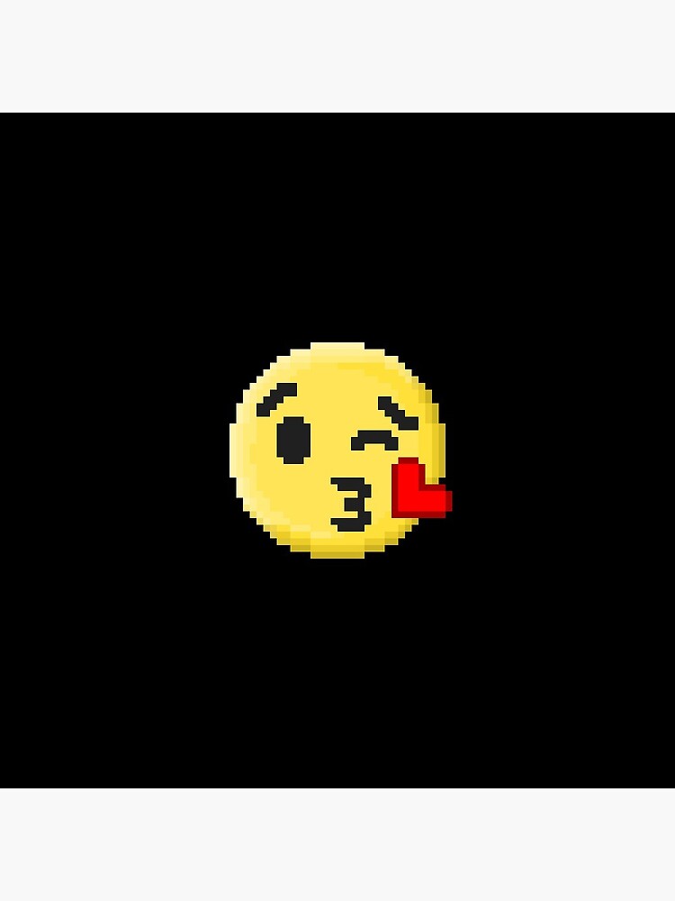 "Winking Kissing Face Emoji Blowing Heart Pixel Art" Pin for Sale by