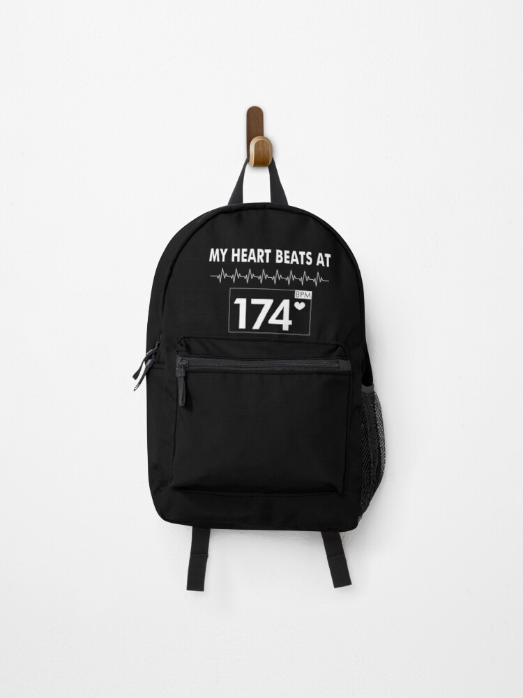 My heart beats at 174 bpm - drum and bass Backpack for Sale by  beneatdesign