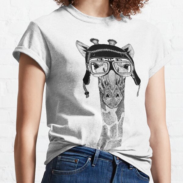 Cool giraffe, cute animal graphic, giraffe animal, giraffe lover, giraffe graphic, giraffe biker helmet Classic T-Shirt