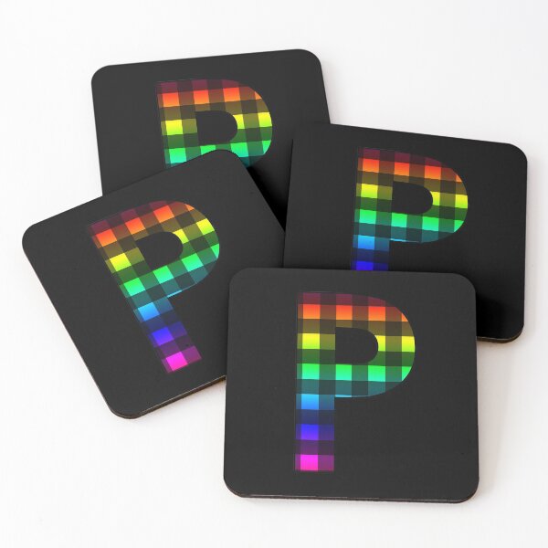Item preview, The Letter P - Monogram in Rainbow and Black Buffalo Plaid designed and sold by Bumblefuzzies.