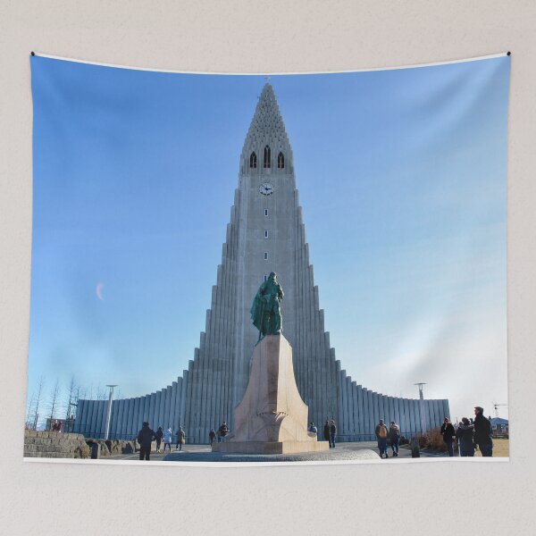 Item preview, Hallgrímskirkja Church in Reykjavik on a sunny day designed and sold by emmarsheehan.