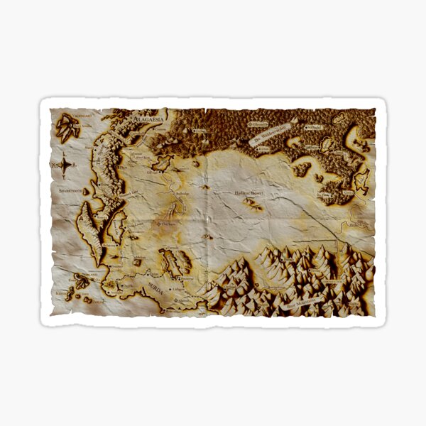Old folded map of Alagaësia Sticker