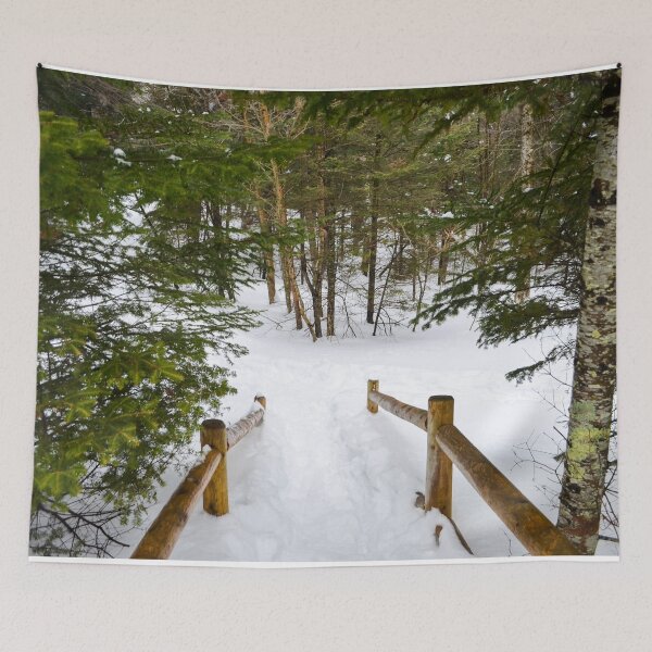 Item preview, Snowy trail in the woods designed and sold by emmarsheehan.