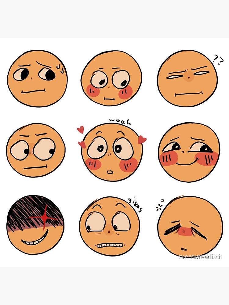 Flustered Emoji Meme Face - Light Orange