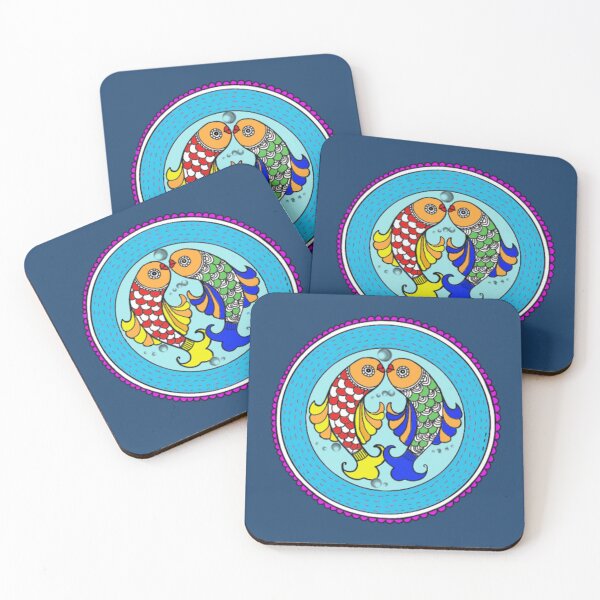 Item preview, Happy vibes fish mithila folk art  designed and sold by Richa Maurya.