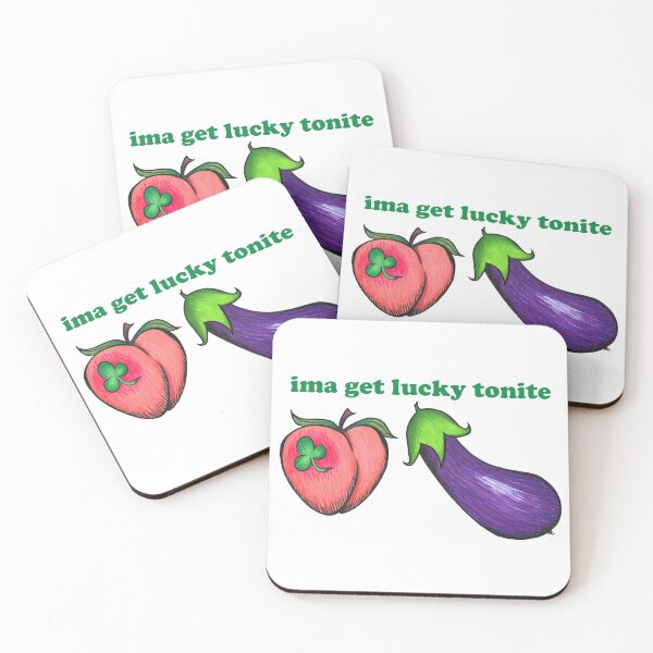 Item preview, Peach and Eggplant Emojis - Ima Get Lucky Tonite designed and sold by The White Bat.