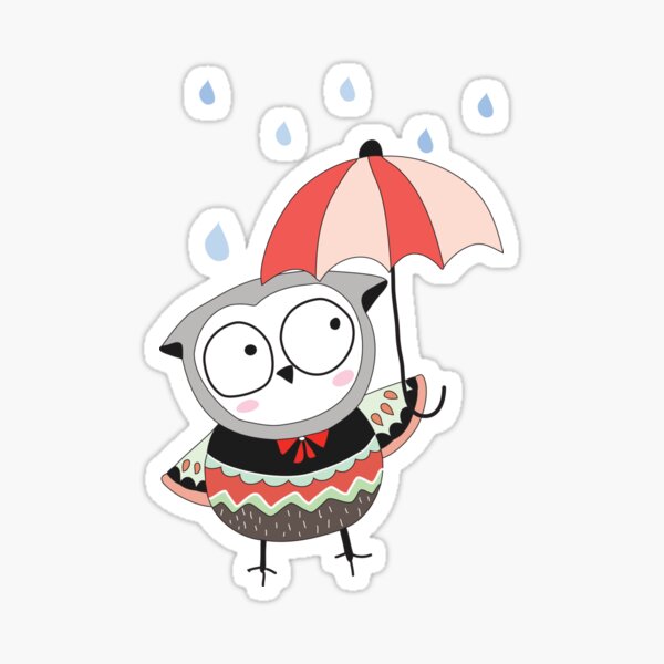 Item preview, Cartoon Birds Rainy Day Owl designed and sold by peacockcards.