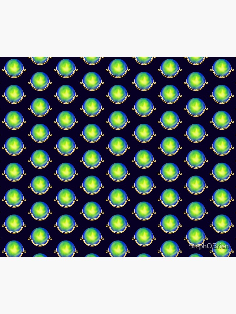 Thumbnail 5 of 5, Shower Curtain, Cradled Globes - Terra Gold designed and sold by StephOBrien.