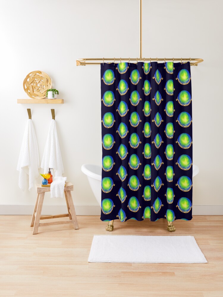 Thumbnail 1 of 5, Shower Curtain, Cradled Globes - Terra Gold designed and sold by StephOBrien.