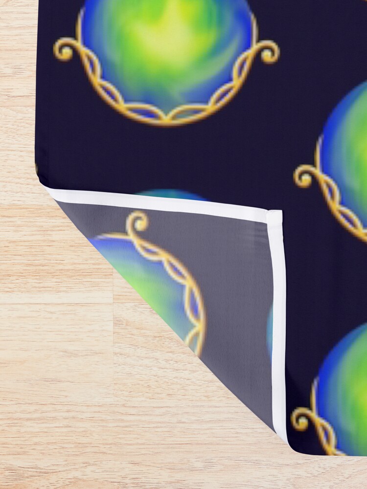 Thumbnail 2 of 5, Shower Curtain, Cradled Globes - Terra Gold designed and sold by StephOBrien.