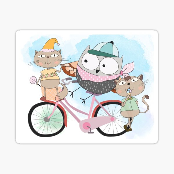 Item preview, Cute Cartoon Animals Owl and Pussy Cats designed and sold by peacockcards.