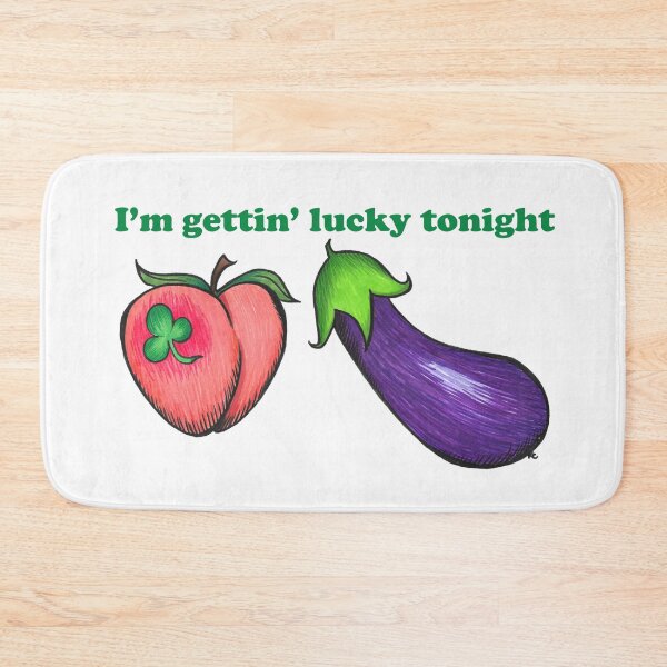 Item preview, Copy of Peach and Eggplant Emojis - I'm Gettin' Lucky Tonight designed and sold by The White Bat.