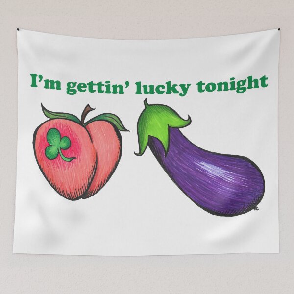 Item preview, Copy of Peach and Eggplant Emojis - I'm Gettin' Lucky Tonight designed and sold by The White Bat.