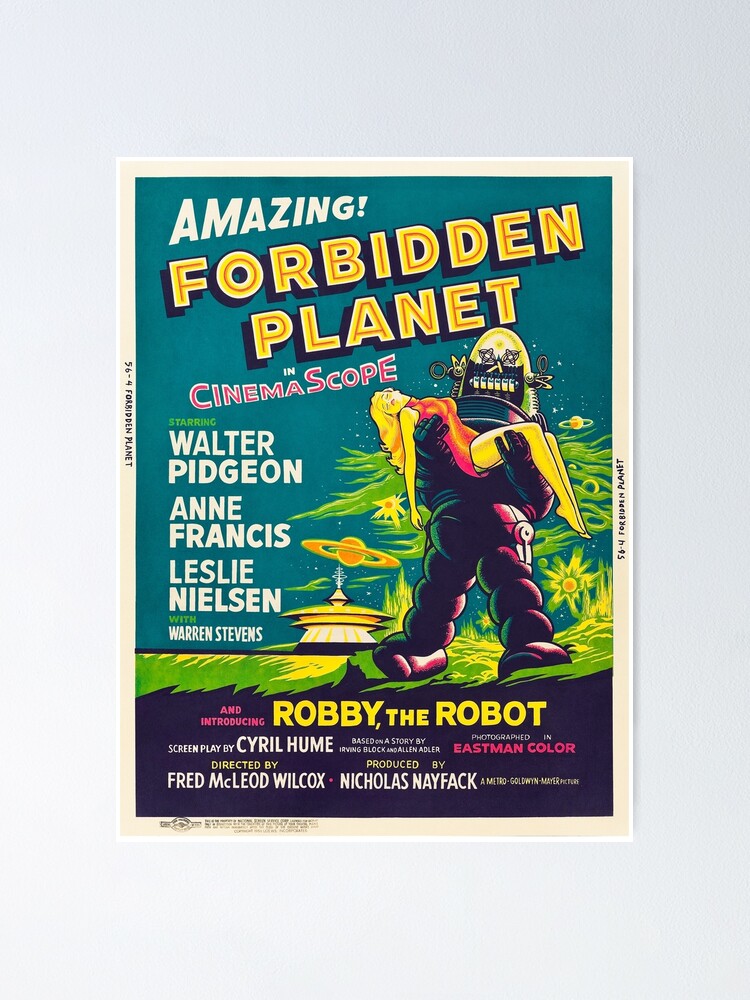 Forbidden Planet 1956 Vintage Science Fiction Movie Poster Half