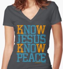 Know Jesus Know Peace No Jesus No Peace Women's Fitted V-Neck T-Shirt