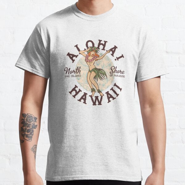 Hawaii girl, retro hula dancer, Hawaiian dancer, hibiscus vintage, hula girl Classic T-Shirt