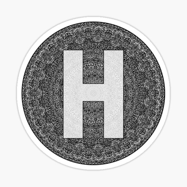 "H" Monogram Letter Sticker! // Mandala Design Pattern Round Circle Detailed Unique Sticker