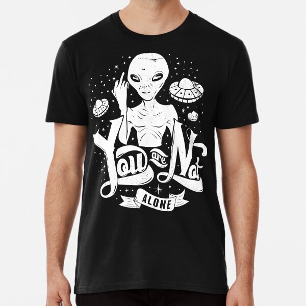 funny alien, alien flying saucer, UFO middle finger, outer space, retro 60s 70s, alien lover Premium T-Shirt