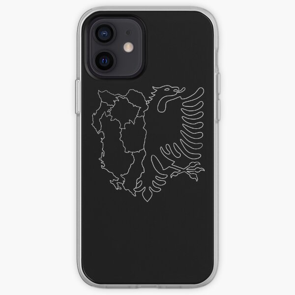 Drapeau / carte de l'aigle albanais (noir) Coque souple iPhone