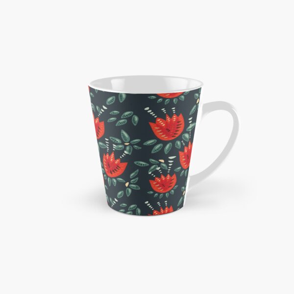 Beautiful Red Abstract Tulip Pattern Tall Mug