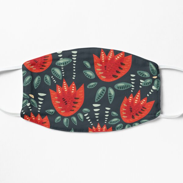 Beautiful Red Abstract Tulip Pattern Mask