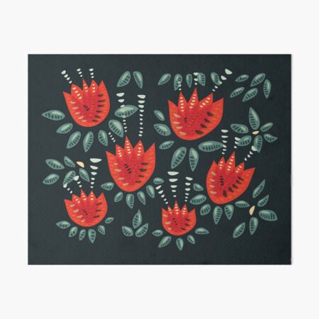 Beautiful Red Abstract Tulip Pattern Art Board Print