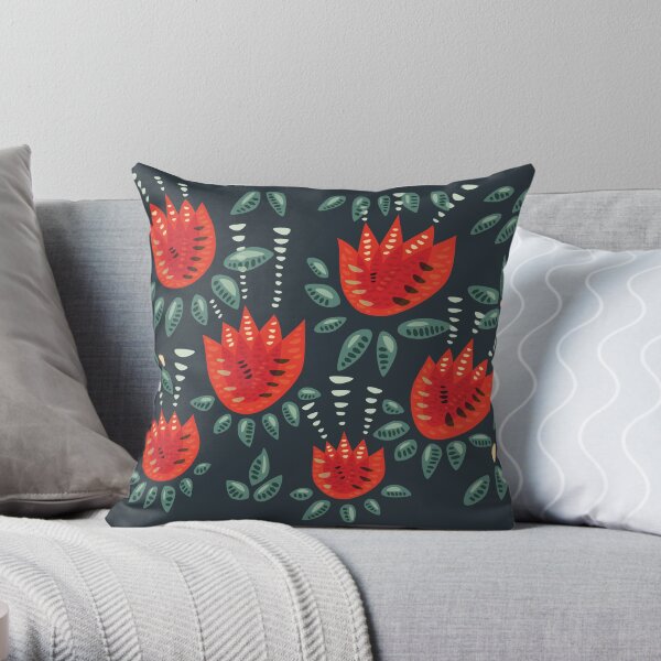Beautiful Red Abstract Tulip Pattern Throw Pillow