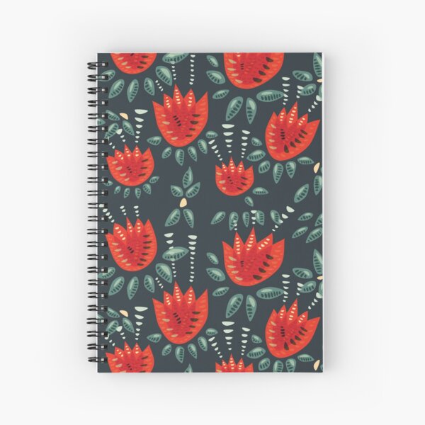 Beautiful Red Abstract Tulip Pattern Spiral Notebook