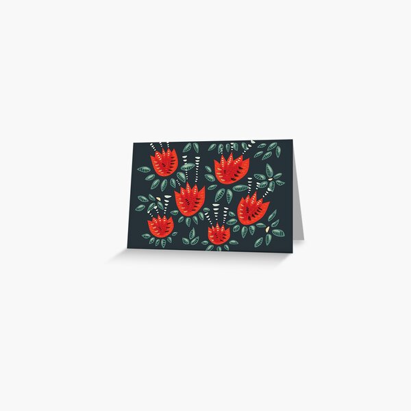 Beautiful Red Abstract Tulip Pattern Greeting Card
