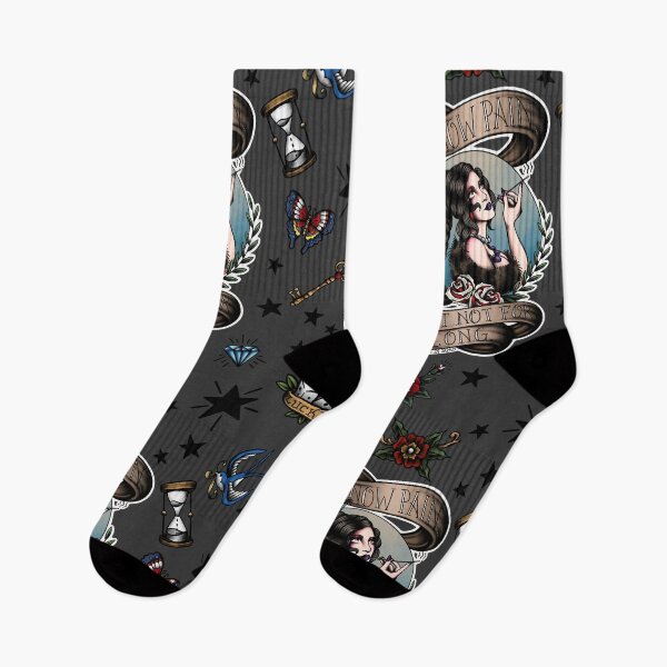 Item preview, Lulu from Final Fantasy 10 (FFX) in American Traditional Tattoo Portrait Style designed and sold by SamInJapan.
