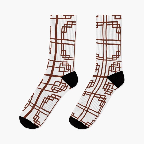 Item preview, Korean Traditional Brown Rectangle Pattern Style 2 on White BG designed and sold by FollowtheOrigin.