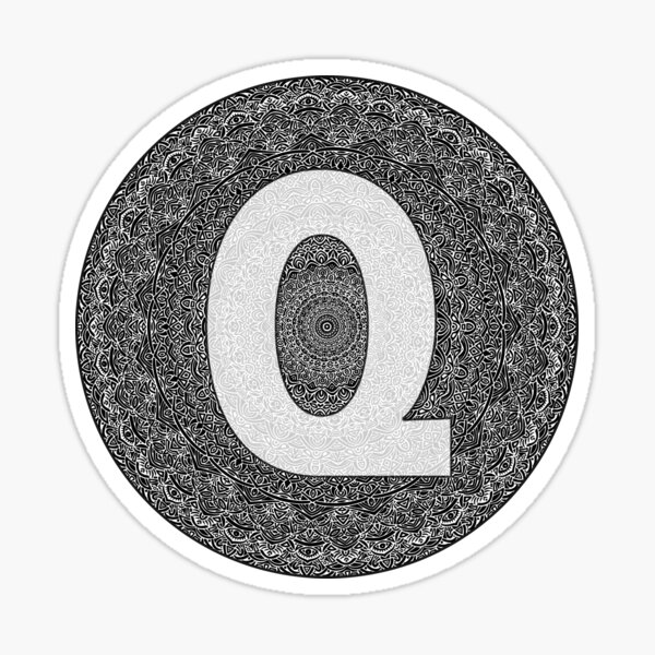 "Q" Monogram Letter Sticker! // Mandala Design Pattern Round Circle Detailed Unique Sticker