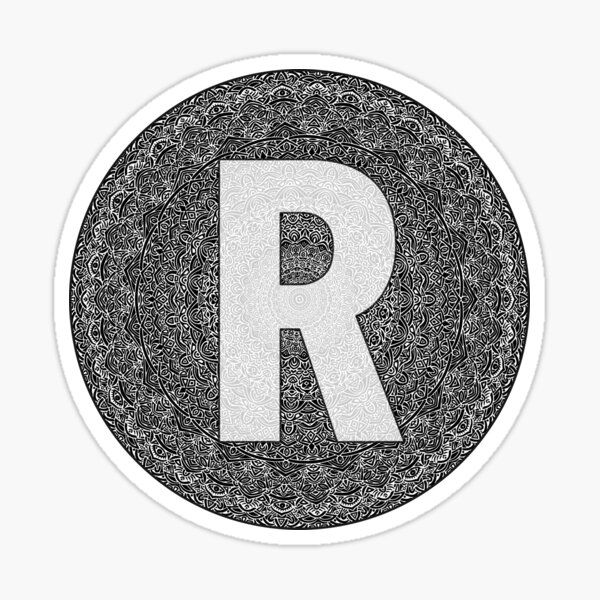 "R" Monogram Letter Sticker! // Mandala Design Pattern Round Circle Detailed Unique Sticker