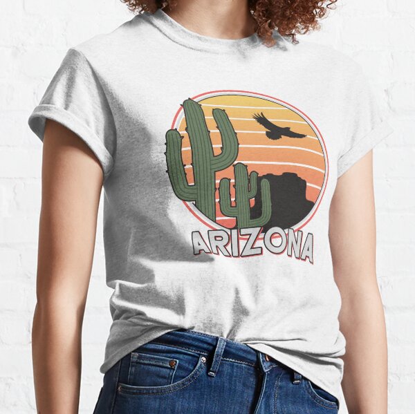 Retro Arizona cactus, state of AZ Tucson, Phoenix AZ, Grand Canyon, vintage sunset, saguaro desert, road trip souvenir Classic T-Shirt