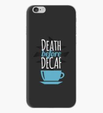 Vinilo o funda para iPhone Death Before Decaf (Blue)