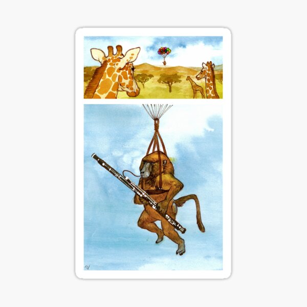 A Baboon Plays Bassoon From Balloons Sticker
