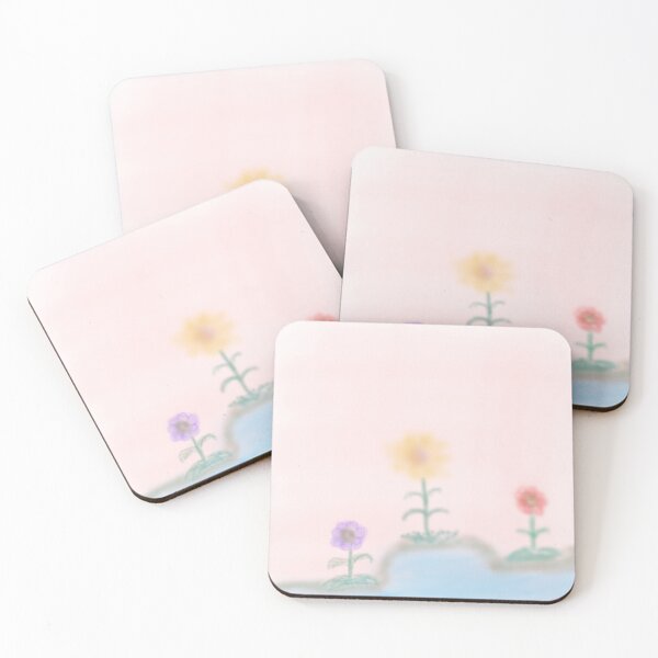 Item preview, Three flowers by a stream original digital art painting designed and sold by TheHutchGal.