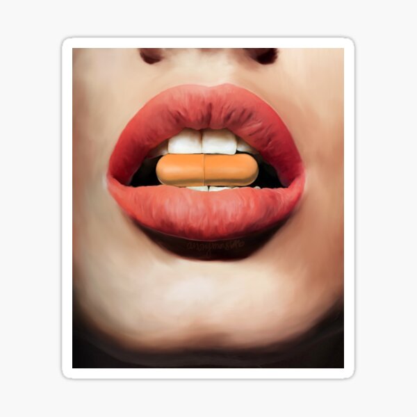 Orange Pill Mouth Sticker