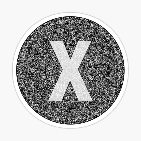 "X" Monogram Letter Sticker! // Mandala Design Pattern Round Circle Detailed Unique Sticker