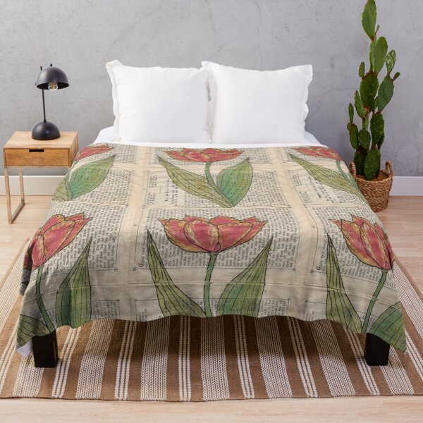 Item preview, Tulip on vintage book paper designed and sold by Egle Kristensen.