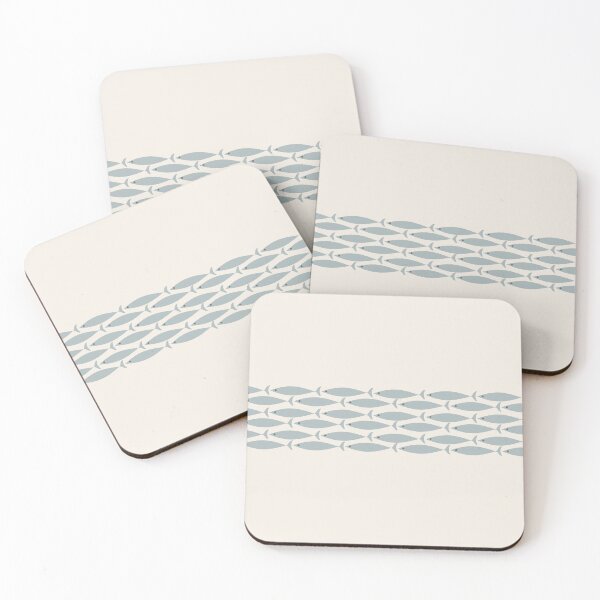 Item preview, Fish Stripe 6 - Minimalist Mid Century Modern Pattern in Cream and Light Blue-Grey designed and sold by kierkegaard.